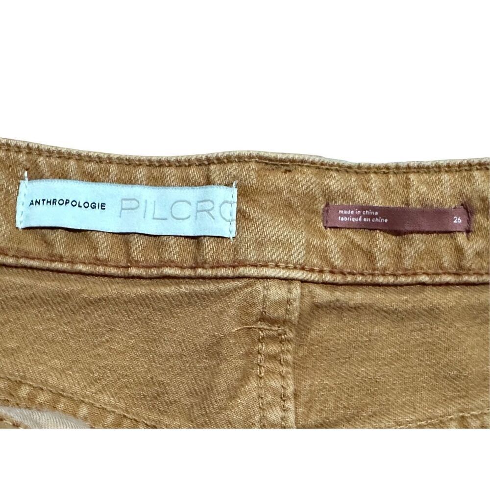 Pilcro by Anthropologie Women Rust Brown Mustard Denim Distressed Shorts Sz 26 - Picture 4 of 8